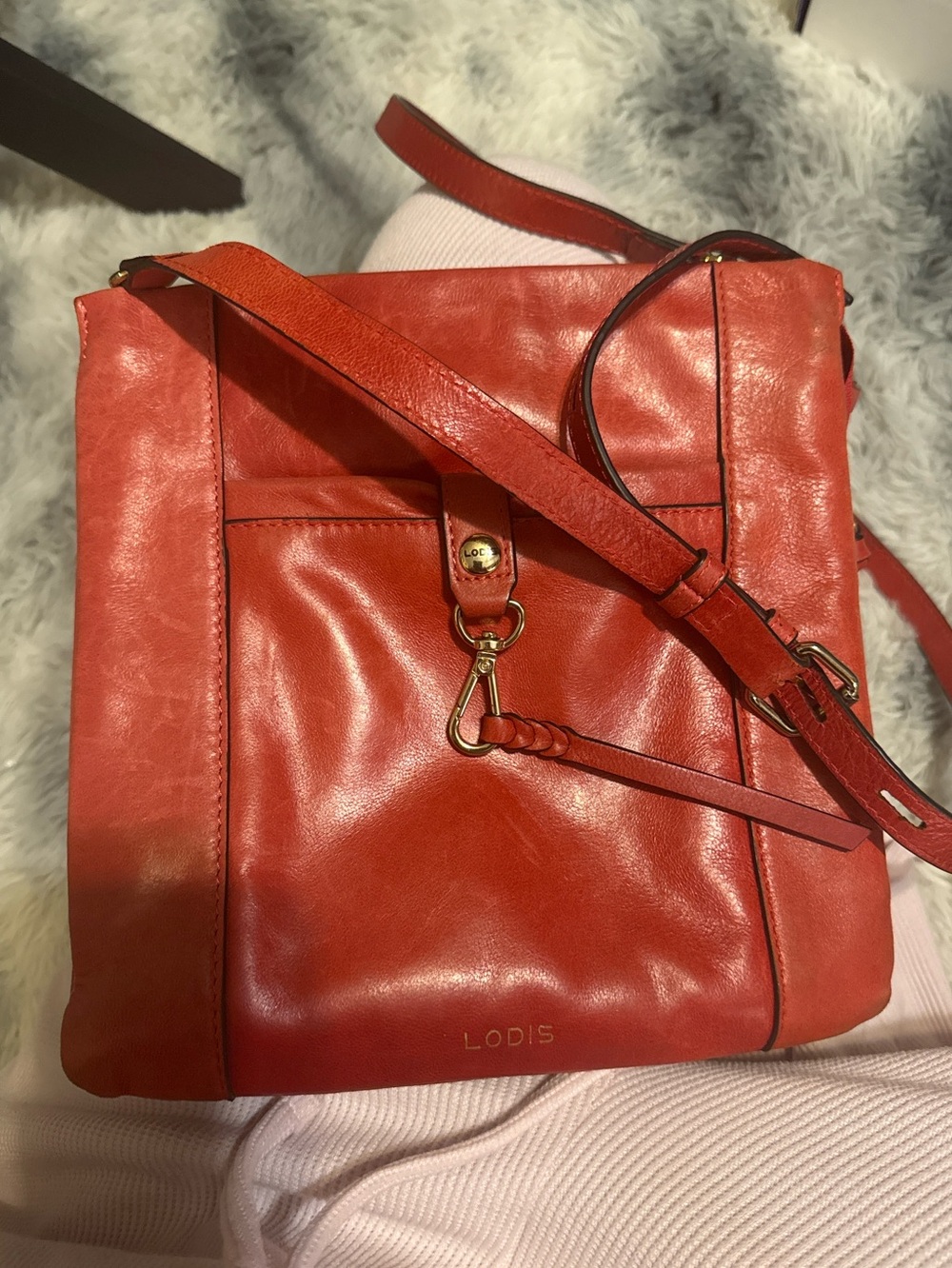 LODIS Soft Leather Crossbody Bag Red | Like New Slouchy Minimalist Purse